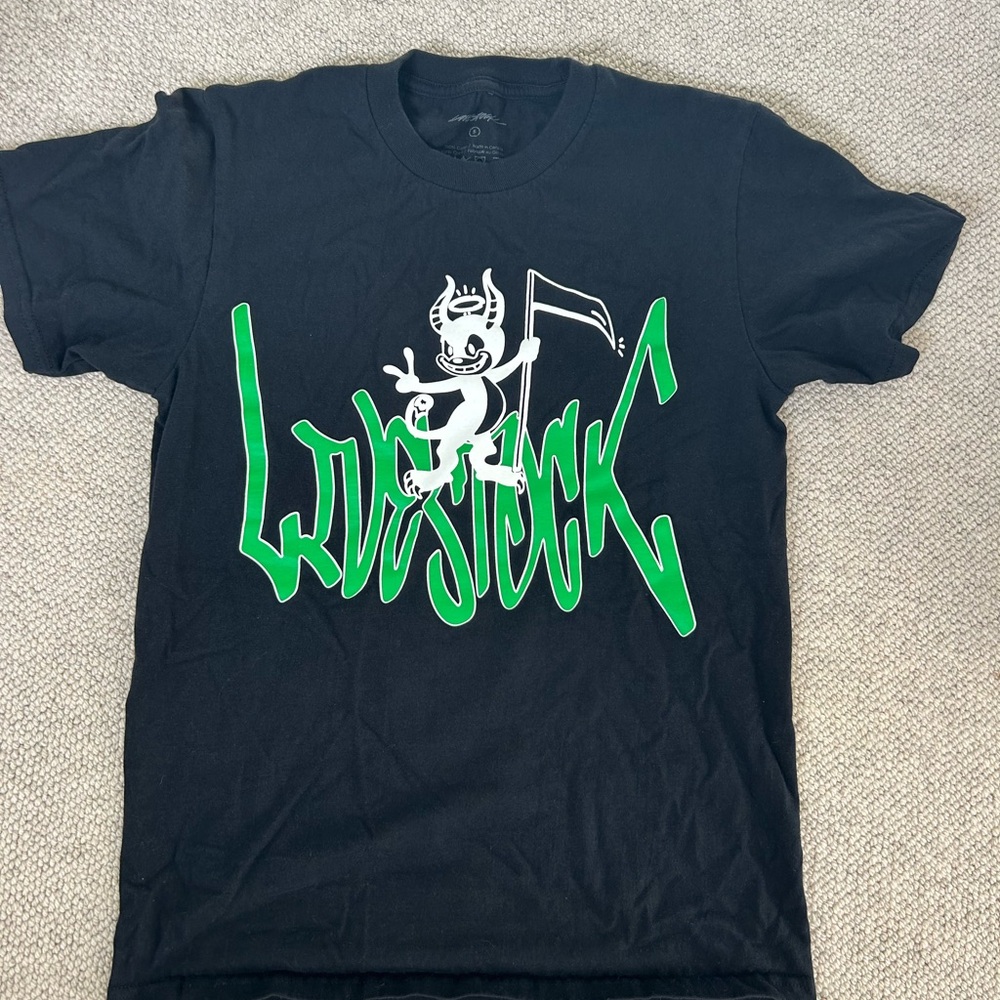 Livestock Black Graphic Tee with Green and White Design